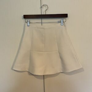 J. Crew Fit & Flared Cream Coquette 100% Linen Minimal Fully Lined Mini Skirt 00